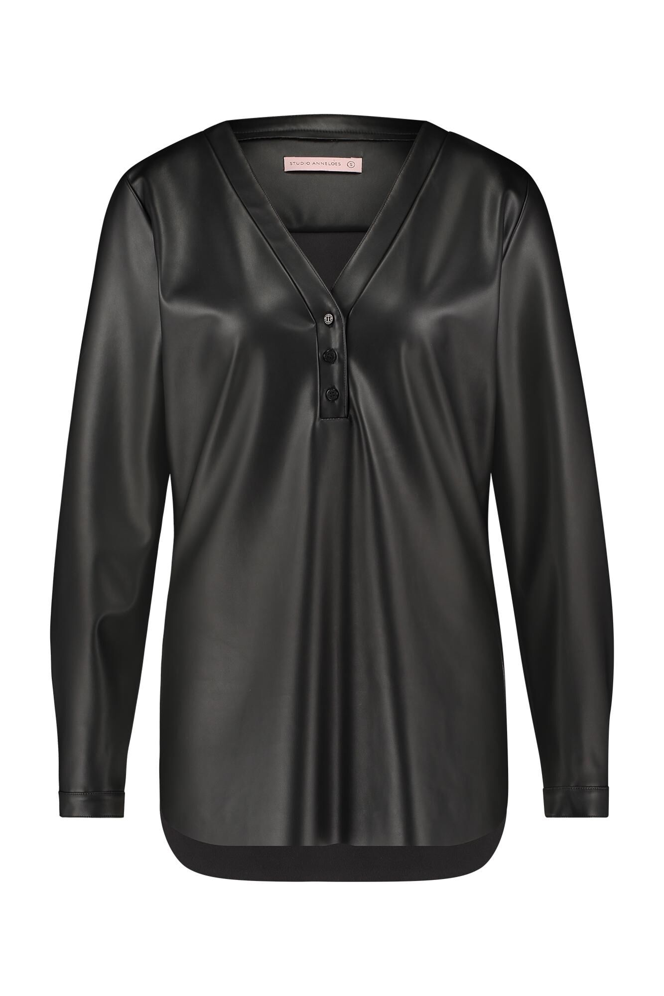 Studio Anneloes Evi leather blouse black online kopen bij Fier