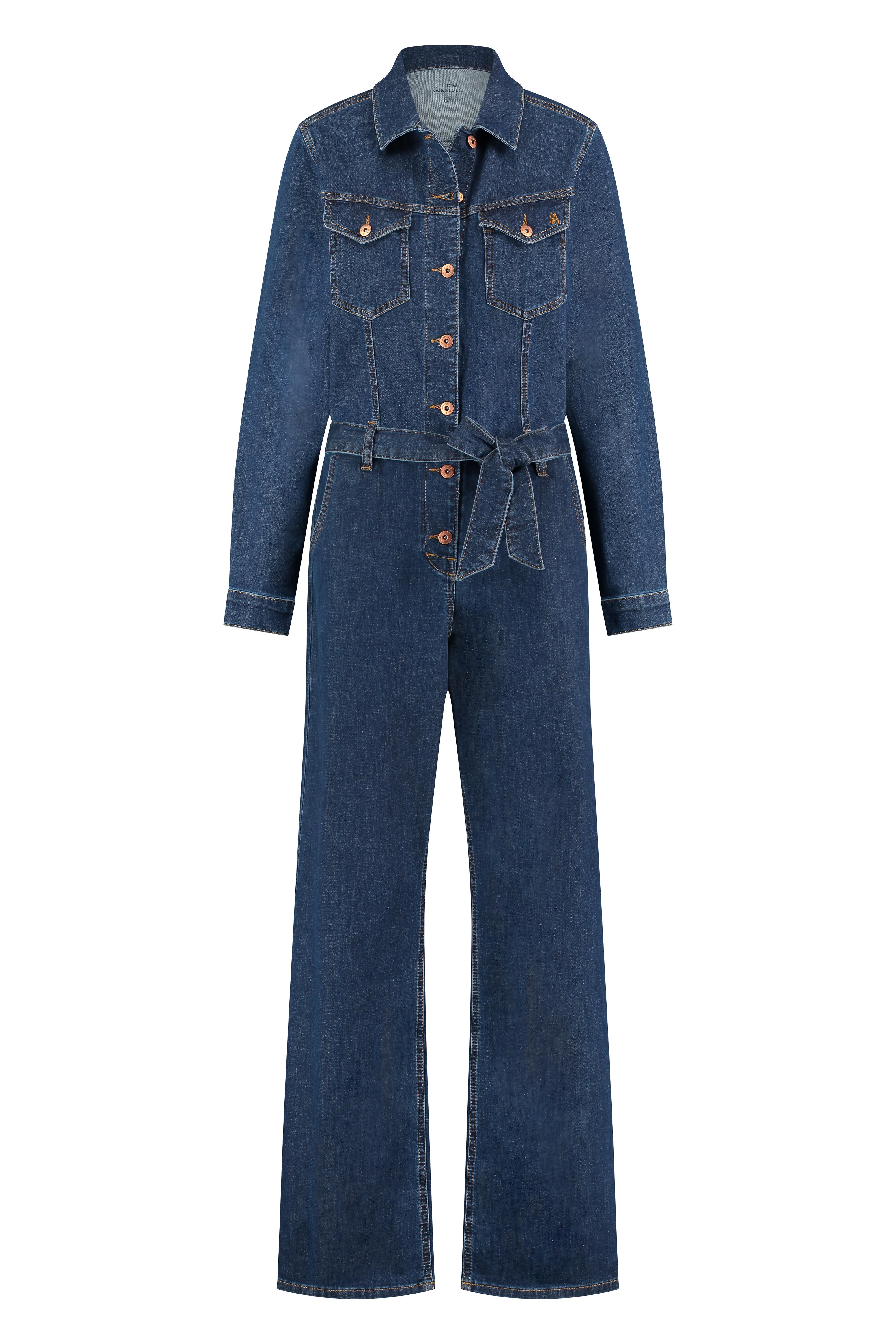 Studio Anneloes Aubrey denim jumpsuit dark jeans online kopen bij Fier Mode. 09155 6301 dark jean