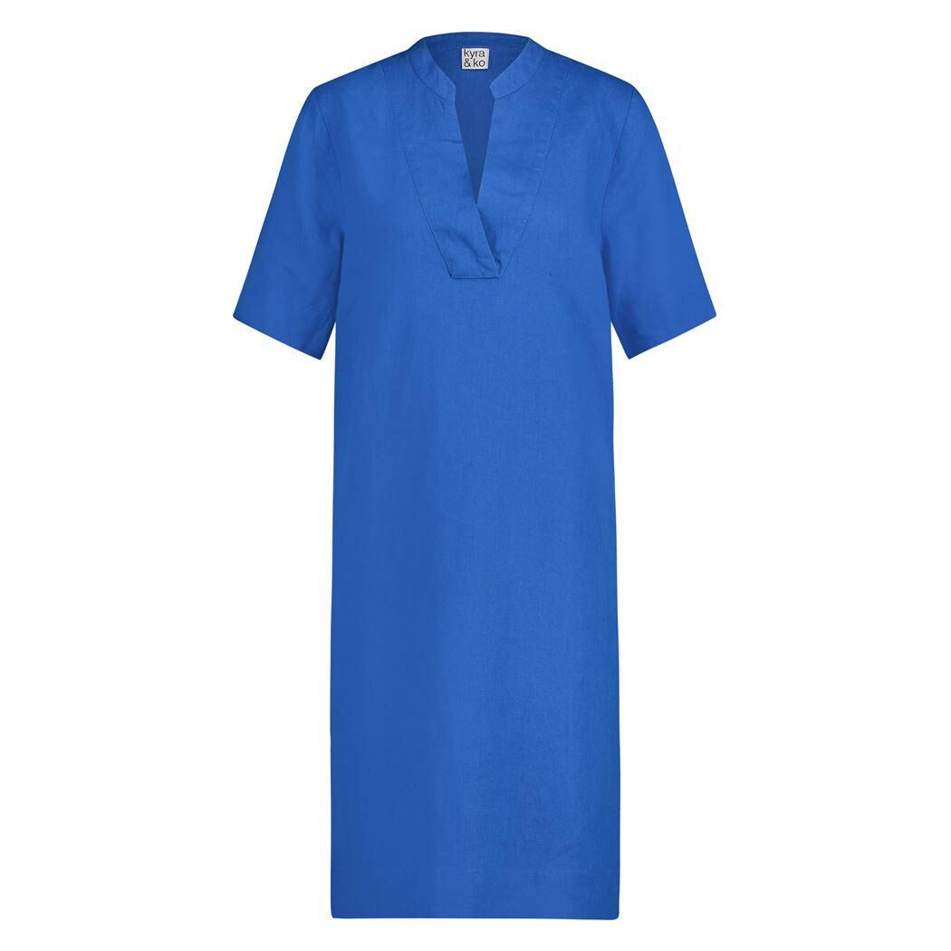 Kyra Ko dress Leoba linen bright blue online kopen bij Fier Mode. leoba s21 405 bright