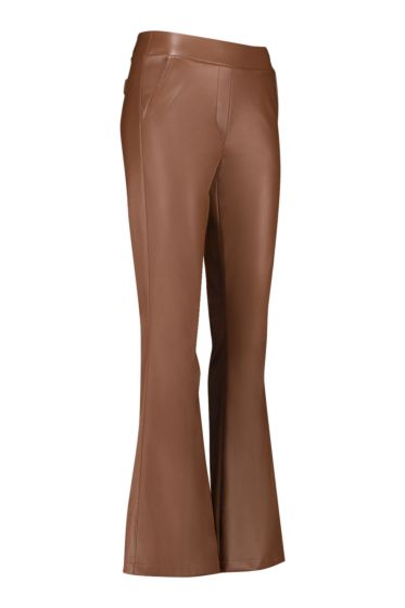 Studio Anneloes - Flair faux leather trousers cogn