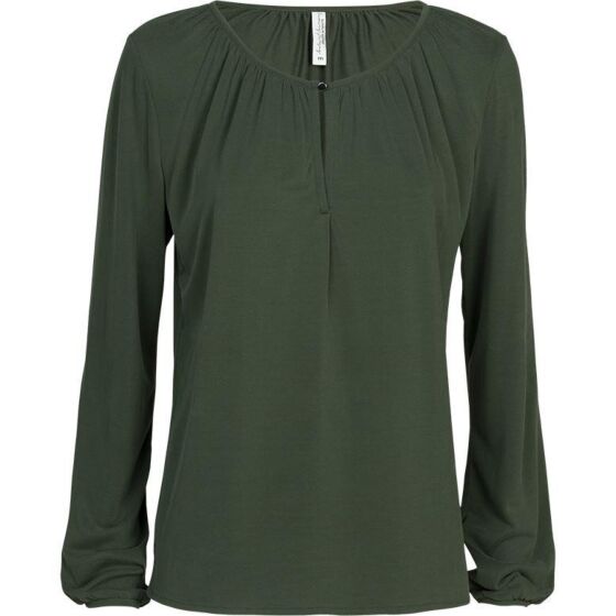 Summum Top long slv gathered deep green