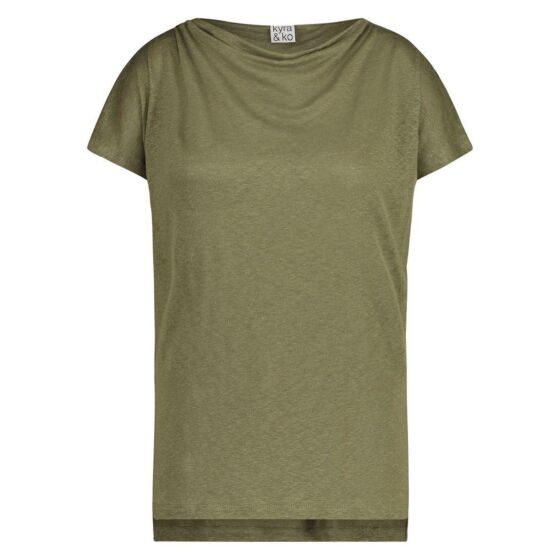 Kyra & Ko top Alita linen jersey green moss