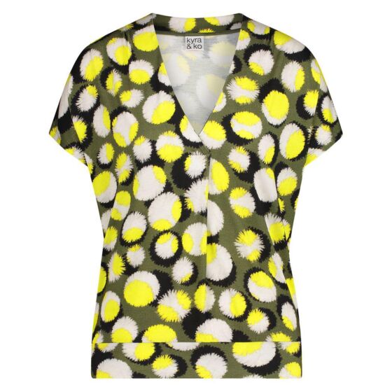 Kyra & Ko top Thera dot print green moss