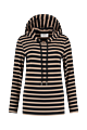 Helena Hart Hoodie Breton 7360 zwart/ecru.